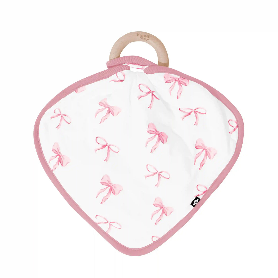 Lovey in Bow with Removable Wooden Teething Ring
