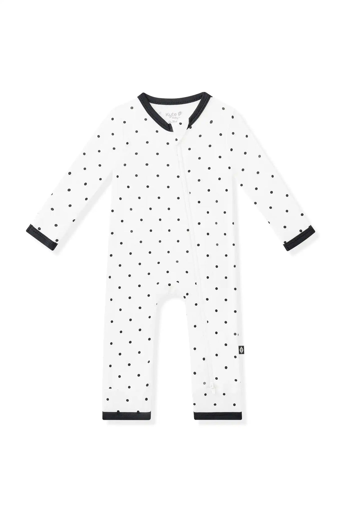 Zippered Romper in Midnight Polka Dot