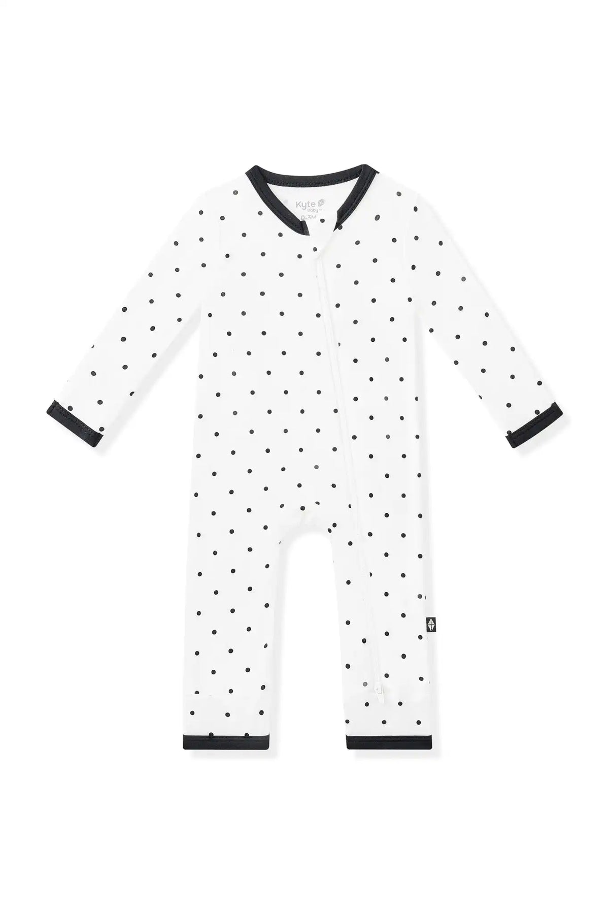 Zippered Romper in Midnight Polka Dot