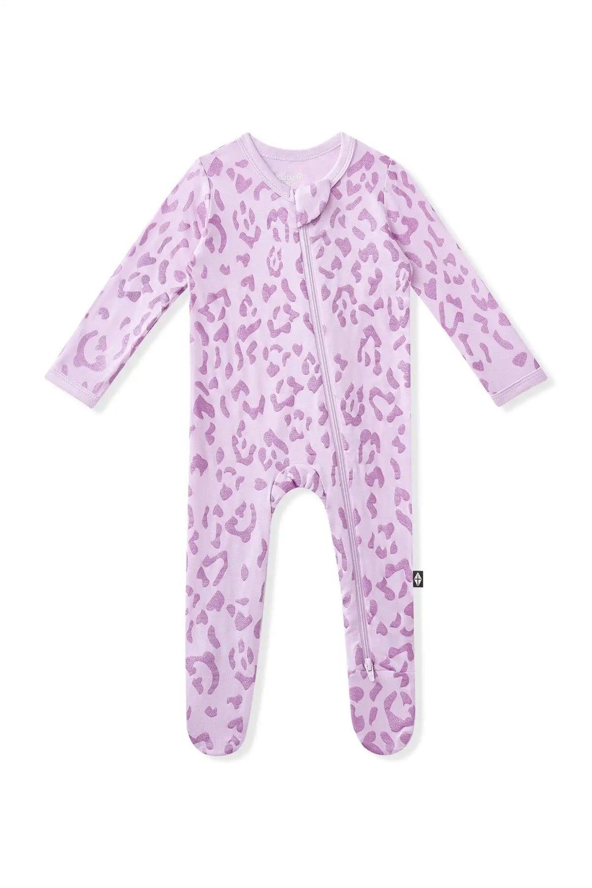 Zippered Footie in Thistle Leopard