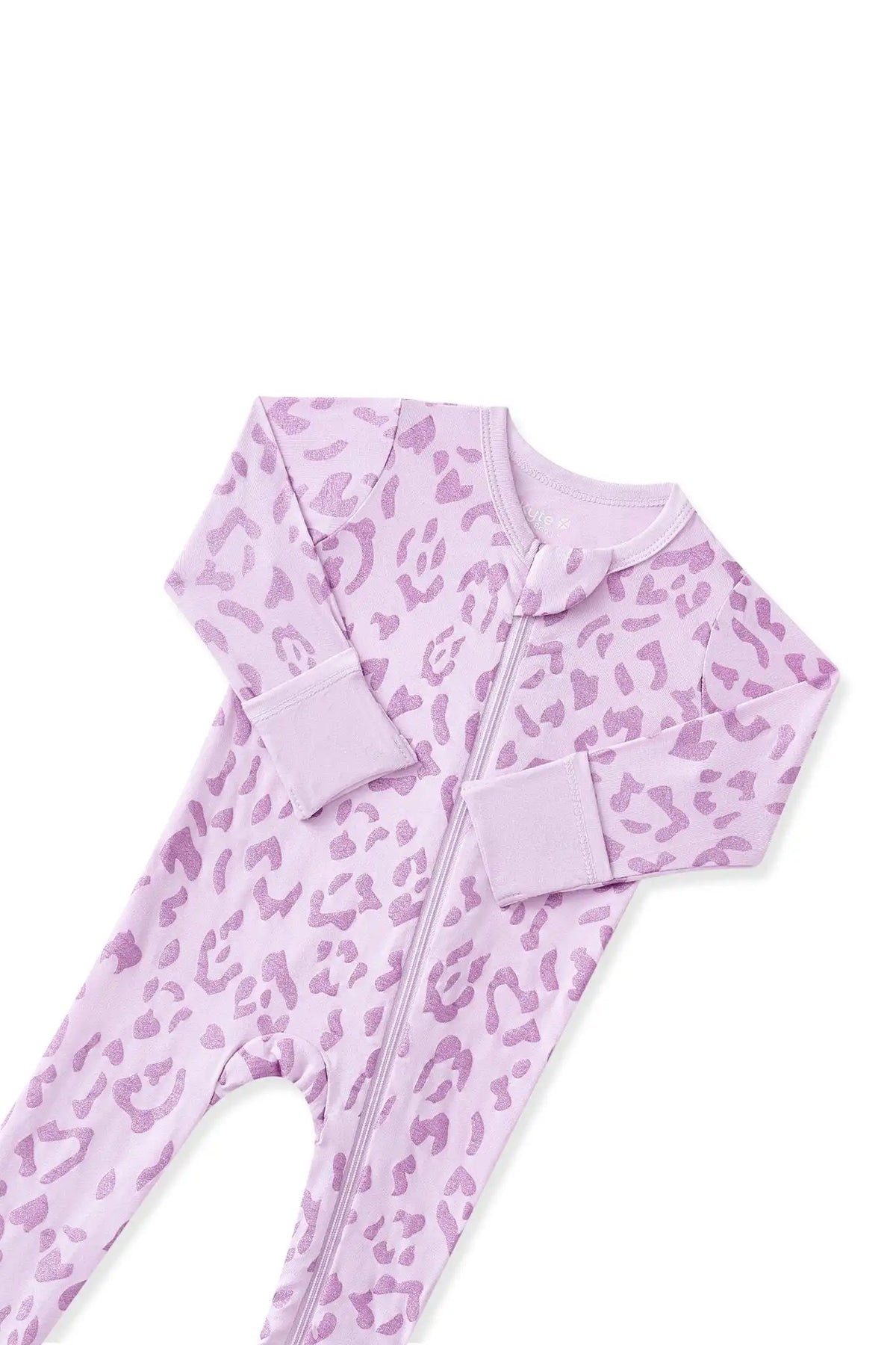 Zippered Footie in Thistle Leopard