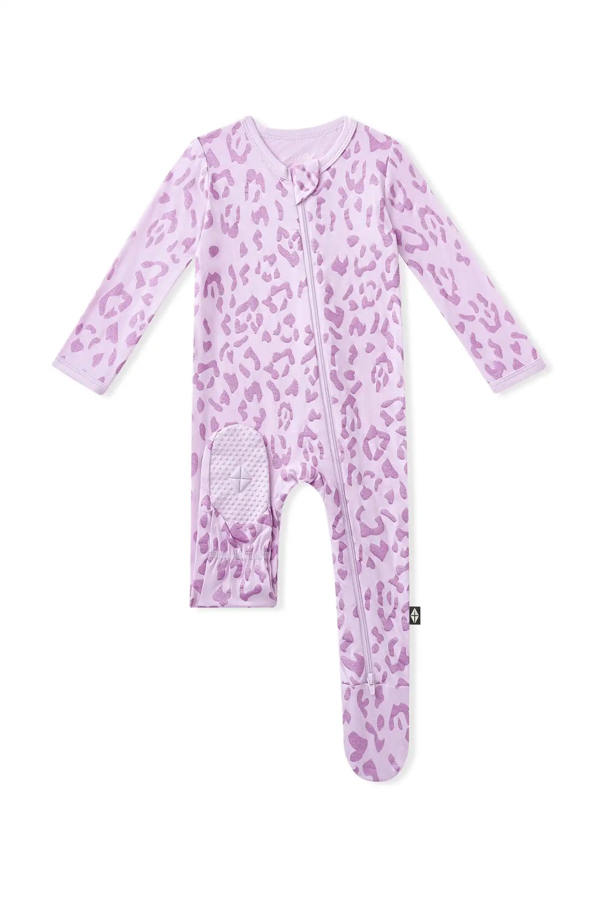 Zippered Footie in Thistle Leopard