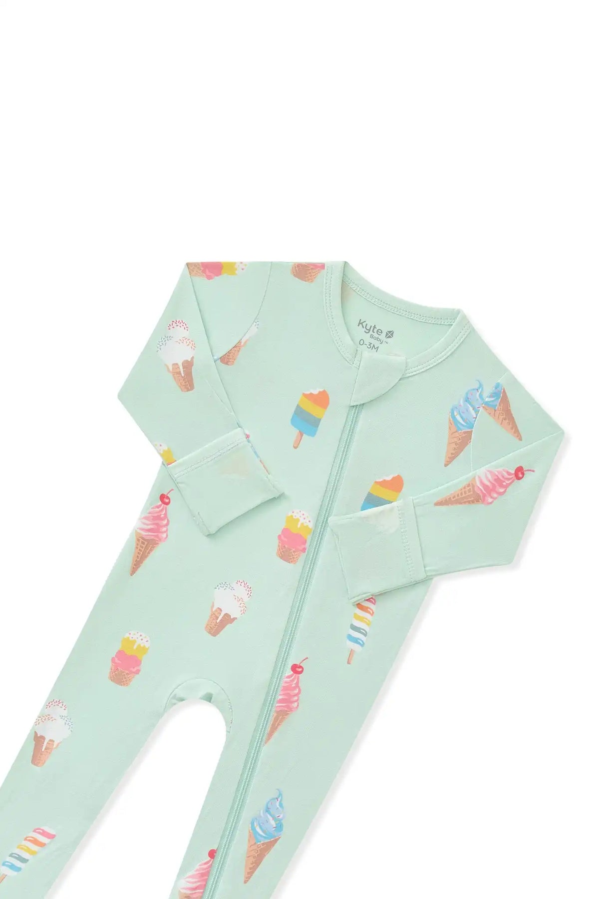 Zippered Footie in Mint Ice Cream