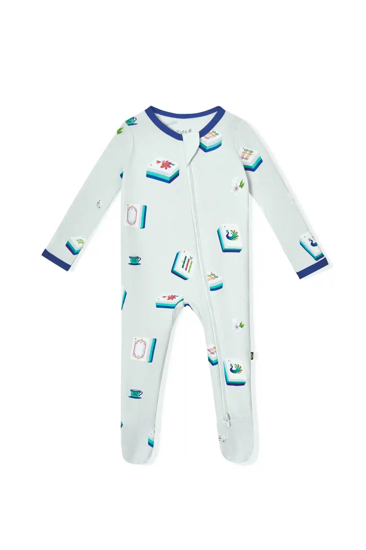 Zippered Footie in Dew Mahjong