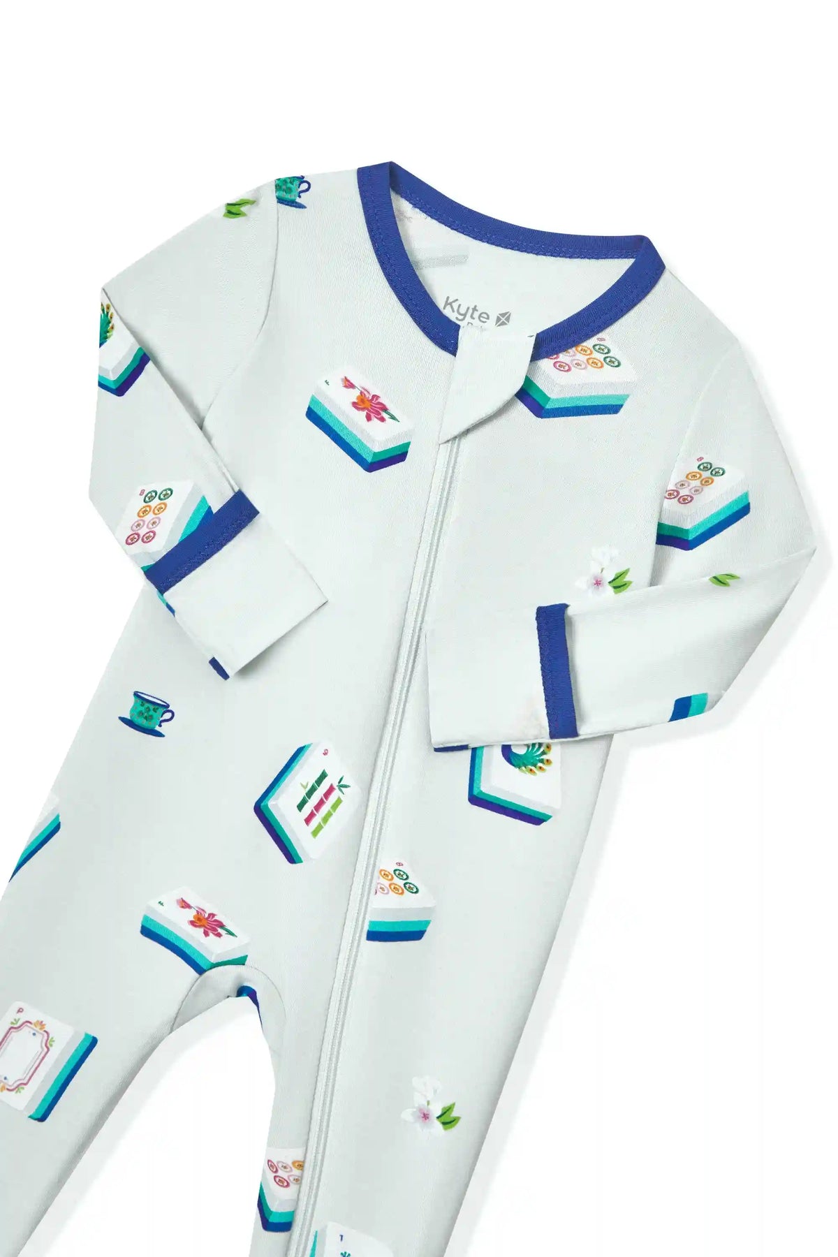 Zippered Footie in Dew Mahjong