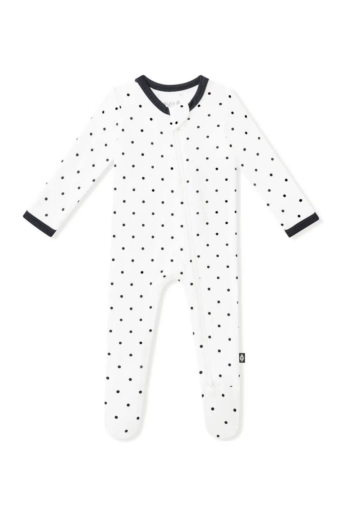 Zippered Footie in Midnight Polka Dot