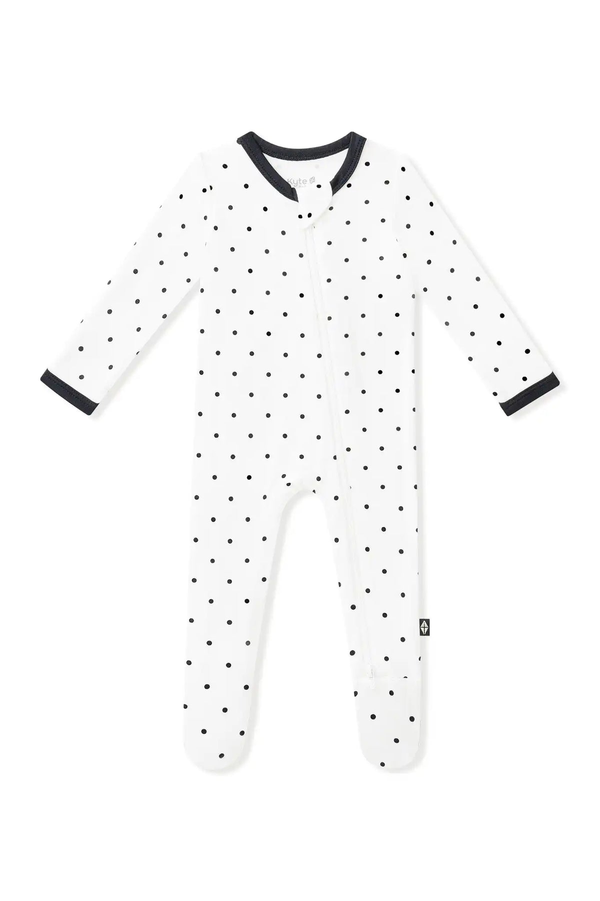 Zippered Footie in Midnight Polka Dot