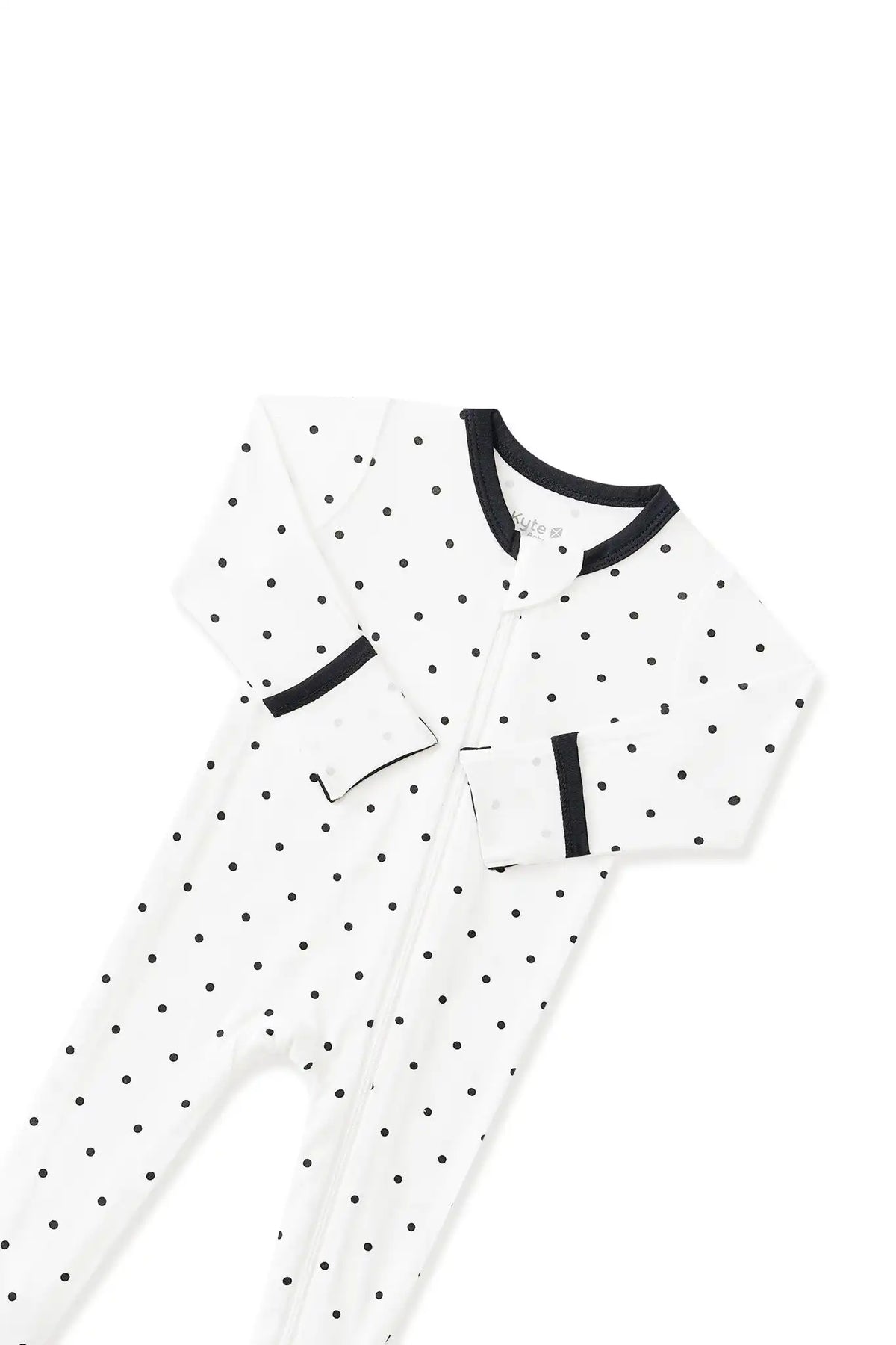 Zippered Footie in Midnight Polka Dot