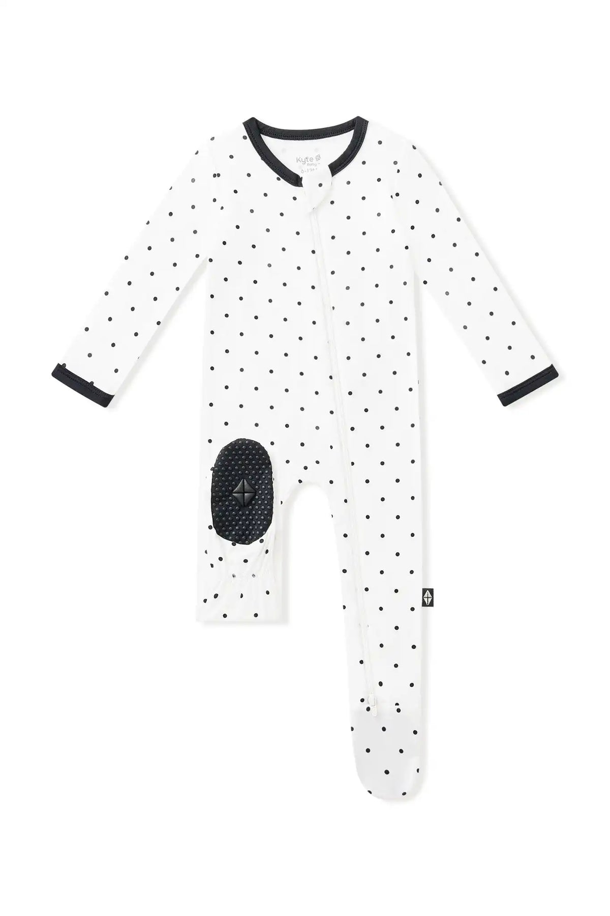 Zippered Footie in Midnight Polka Dot