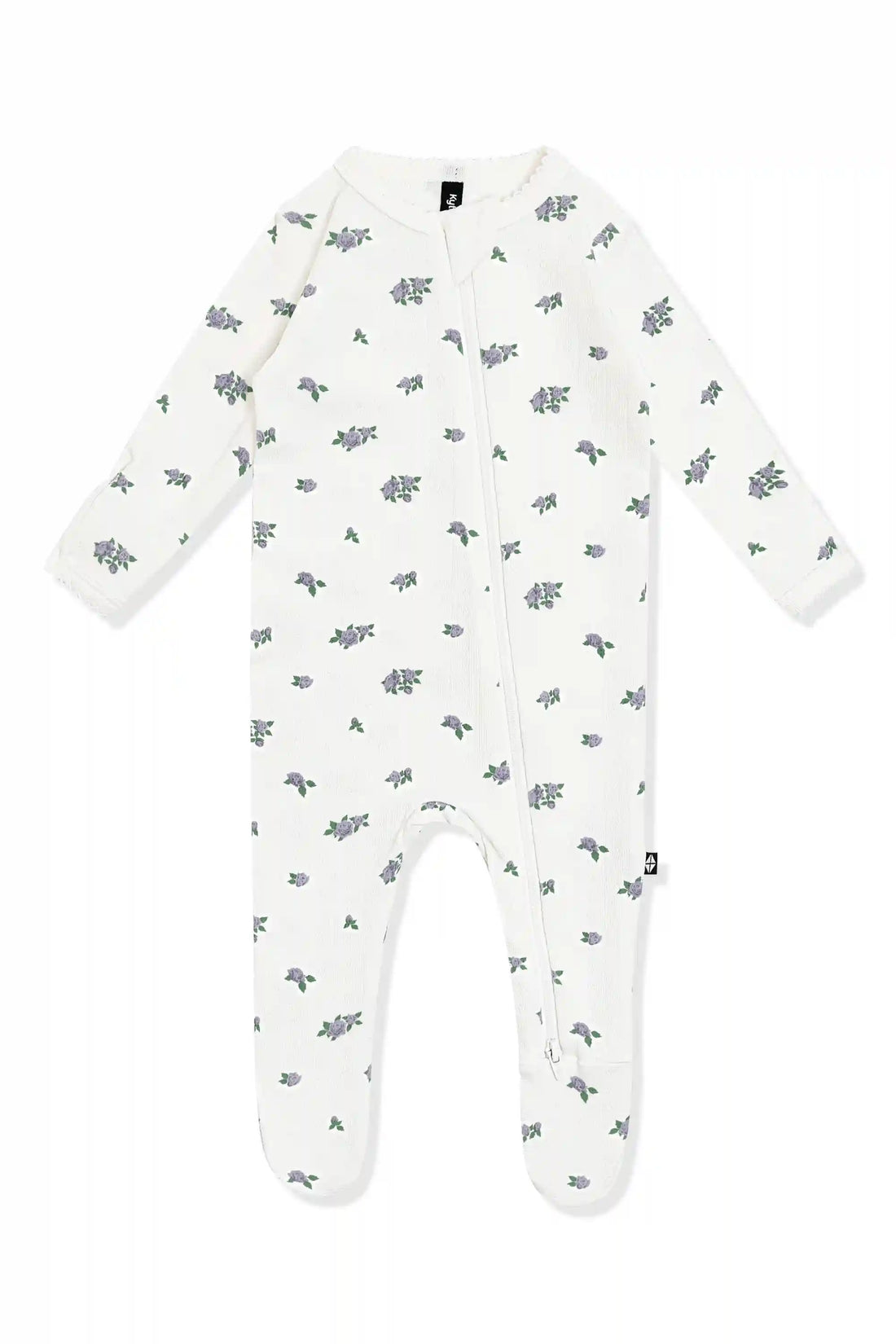 Pointelle Zippered Footie in Spray Rose