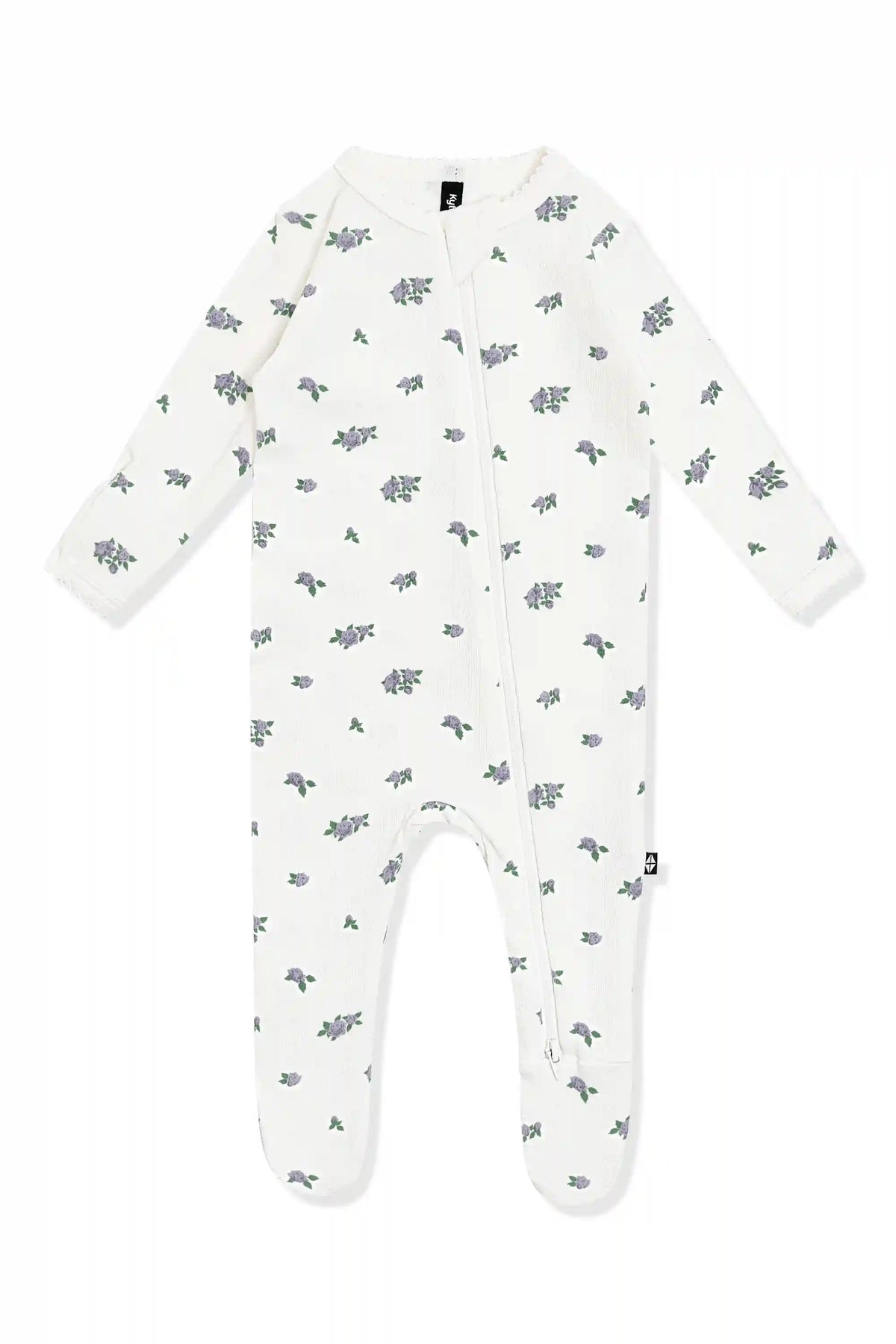 Pointelle Zippered Footie in Spray Rose
