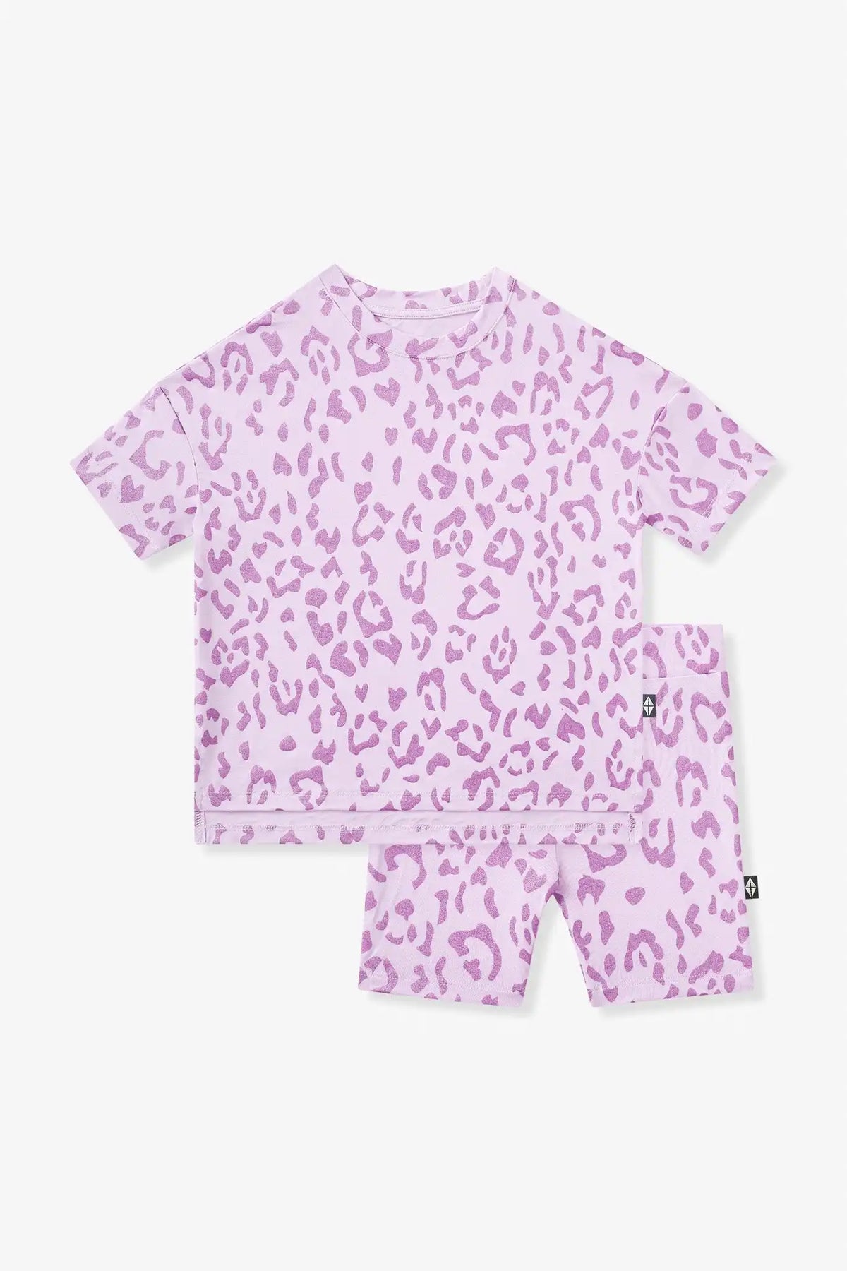 Toddler Biker Short Set in Thistle Leopard
