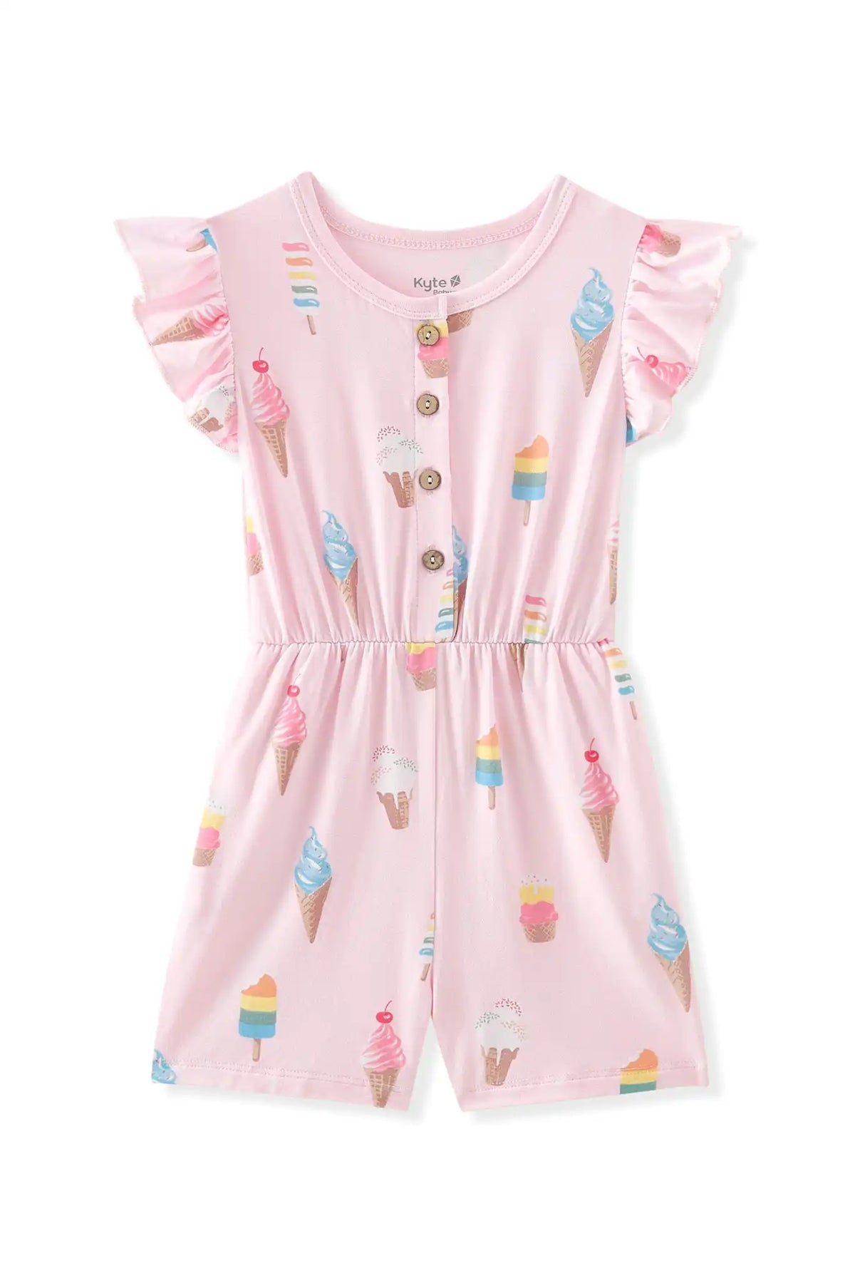 Flutter Sleeve Romper in Sakura Ice Cream