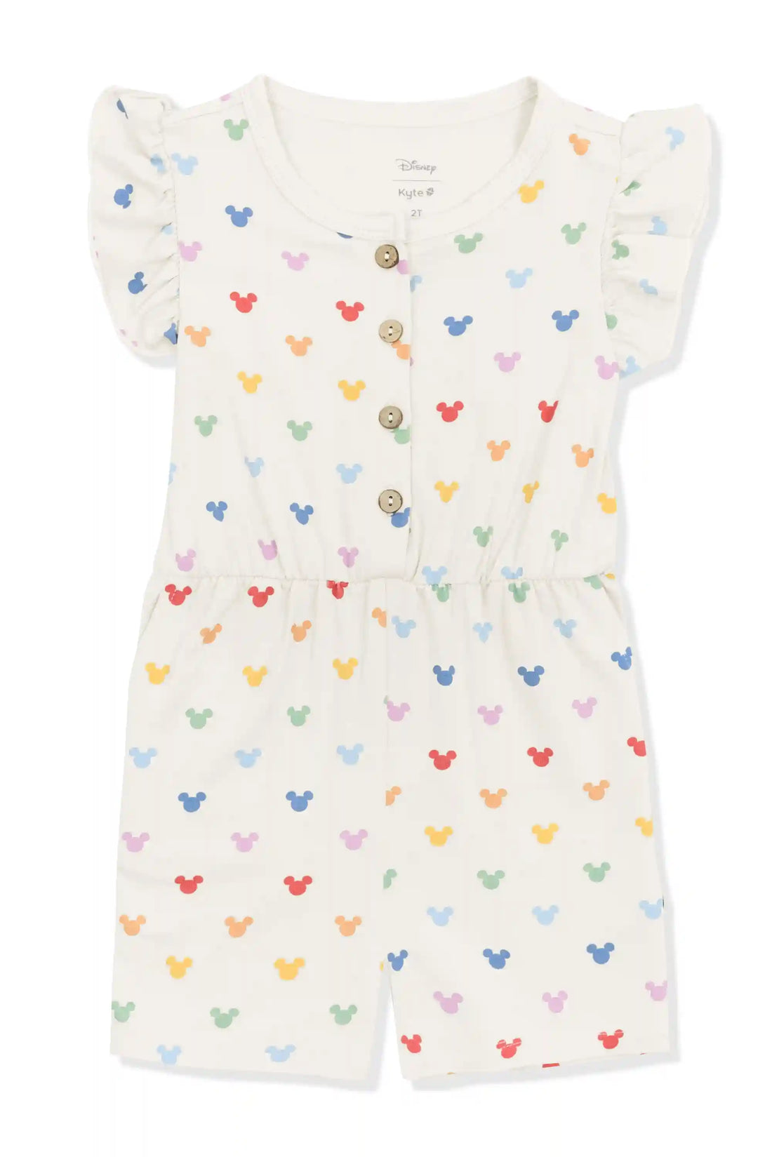 Flutter Sleeve Romper in Pastel Mickey Mouse