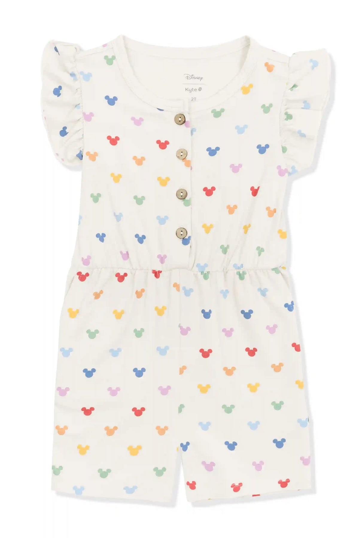 Flutter Sleeve Romper in Pastel Mickey Mouse