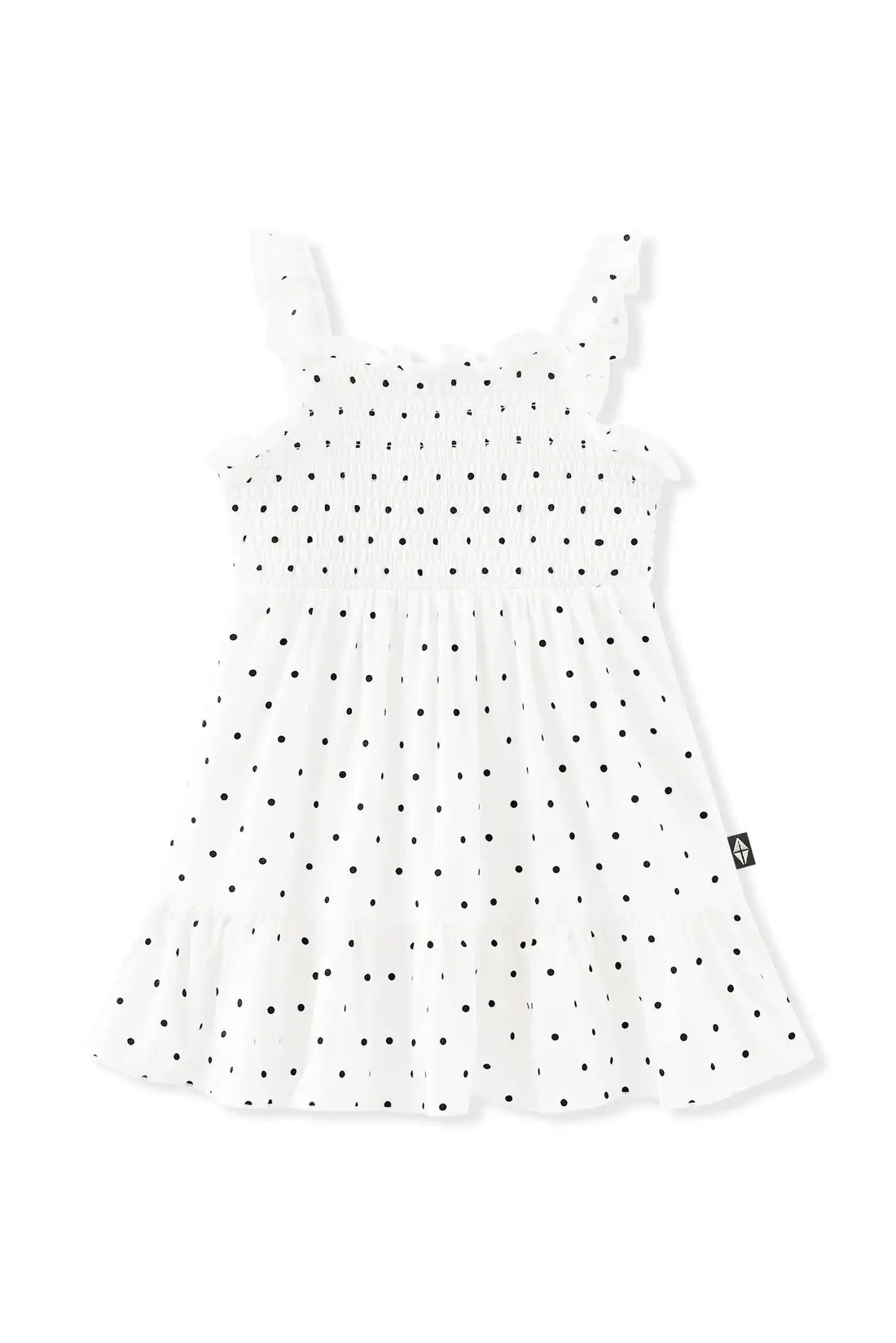 Smocked Dress in Midnight Polka Dot