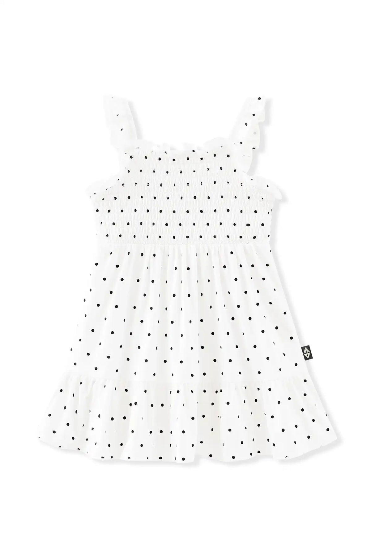 Smocked Dress in Midnight Polka Dot