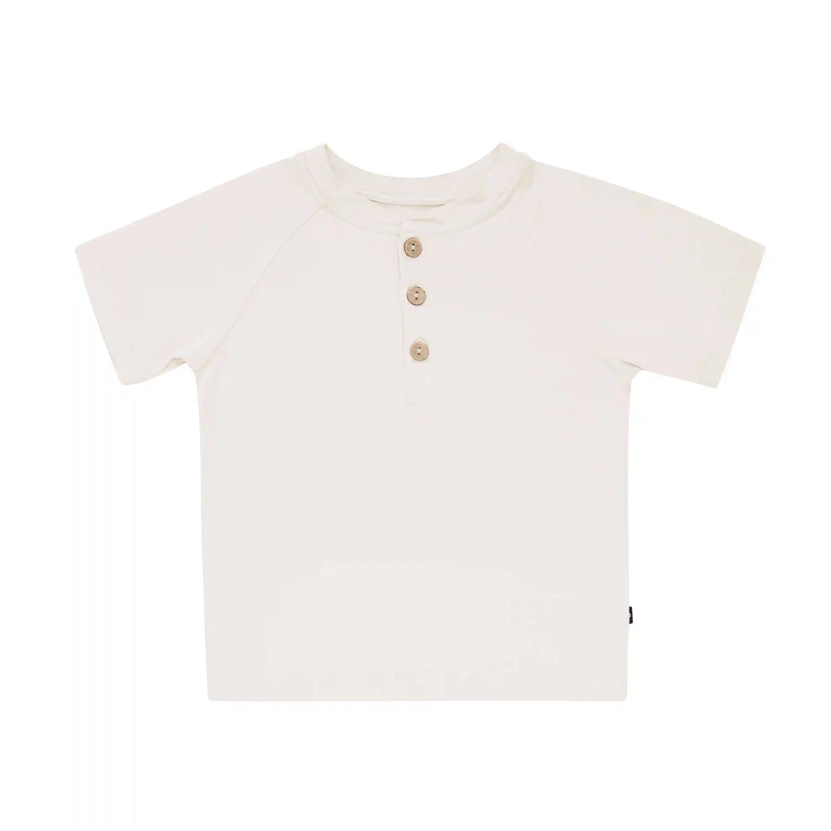 Short Sleeve Toddler Henley Tee in Oat