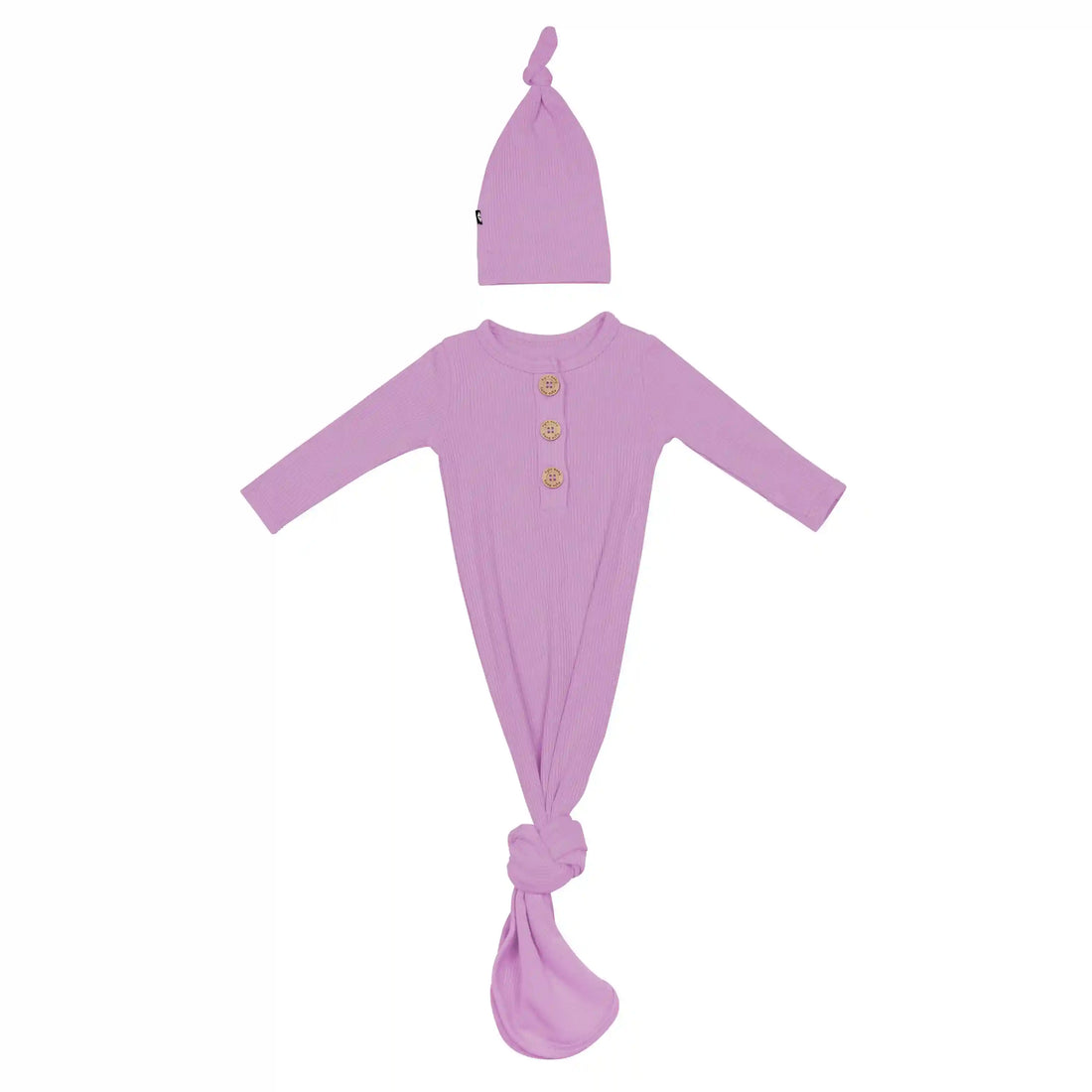 Ribbed Knotted Day Gown with Hat Set in Poi