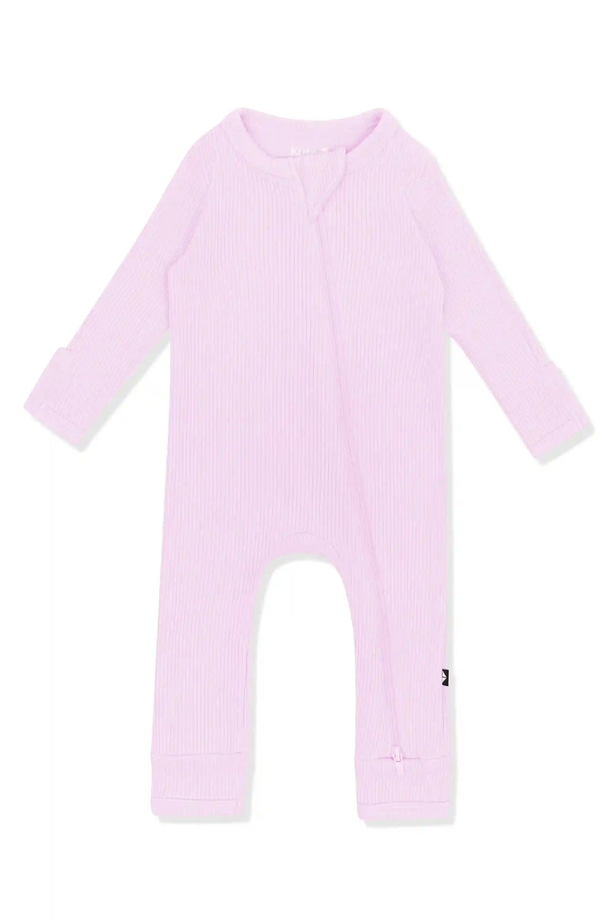 Ribbed Zipper Romper in Thistle