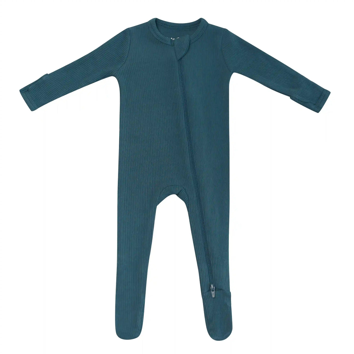 Ribbed Zipper Footie in Atlantic