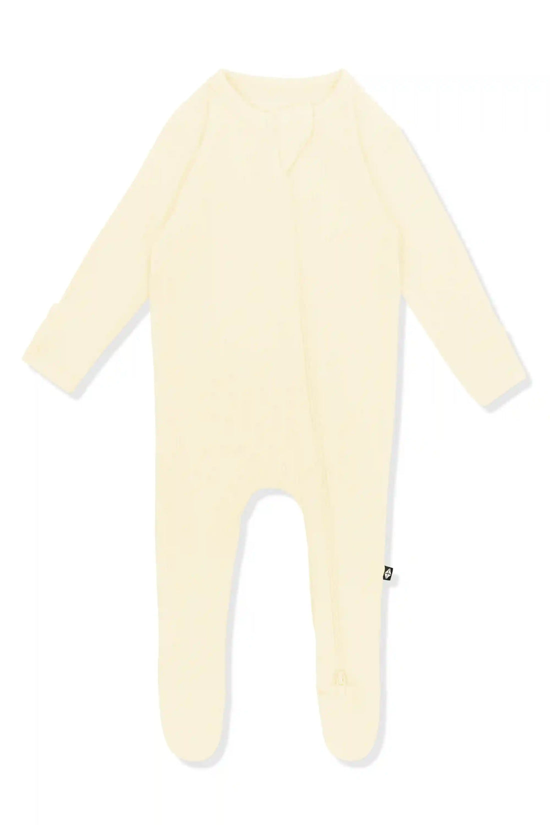 Ribbed Zipper Footie in Chamomile