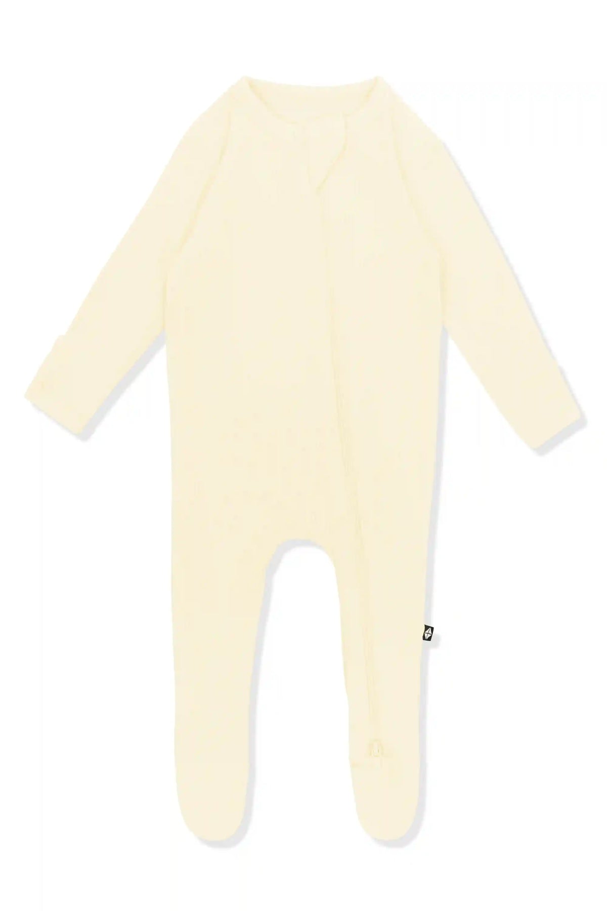 Ribbed Zipper Footie in Chamomile