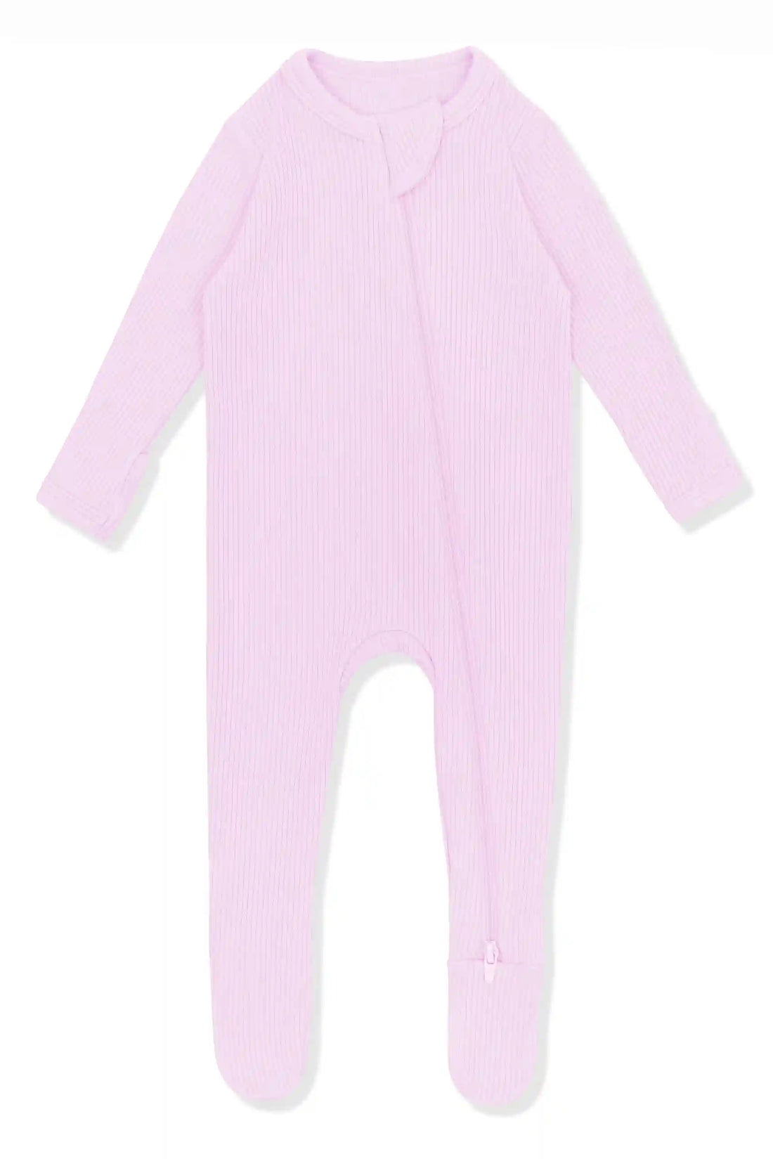 Ribbed Zipper Footie in Thistle