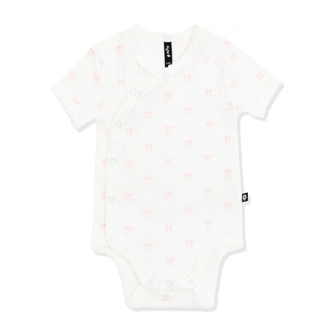 Pointelle Kimono Bodysuit in Sweet Pink Bow