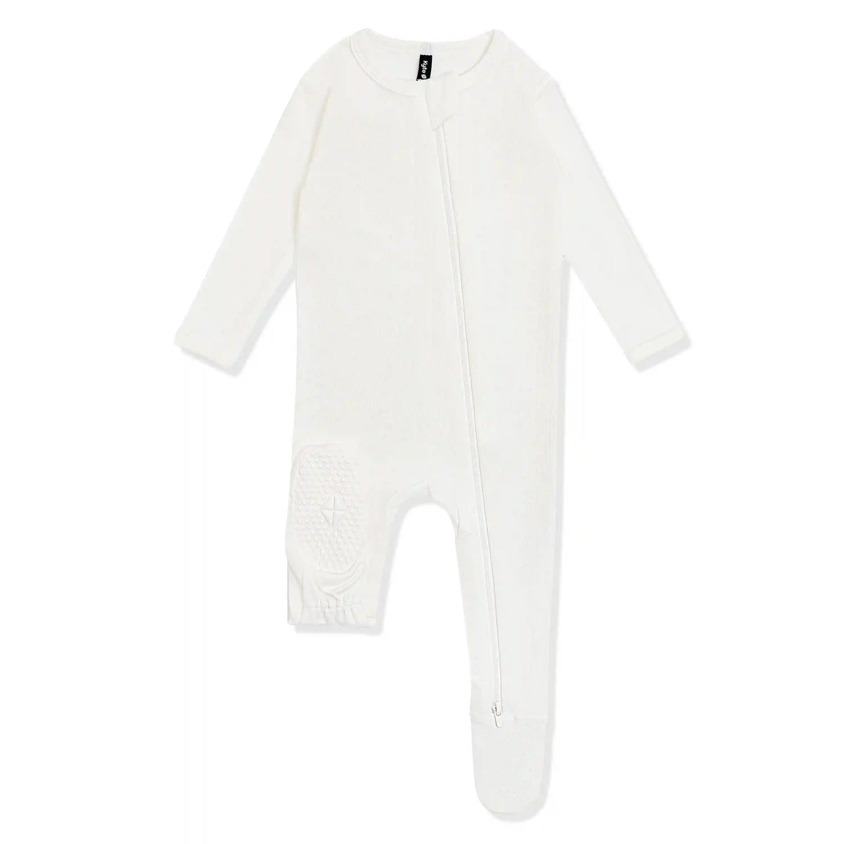 Pointelle Zippered Footie in Cloud