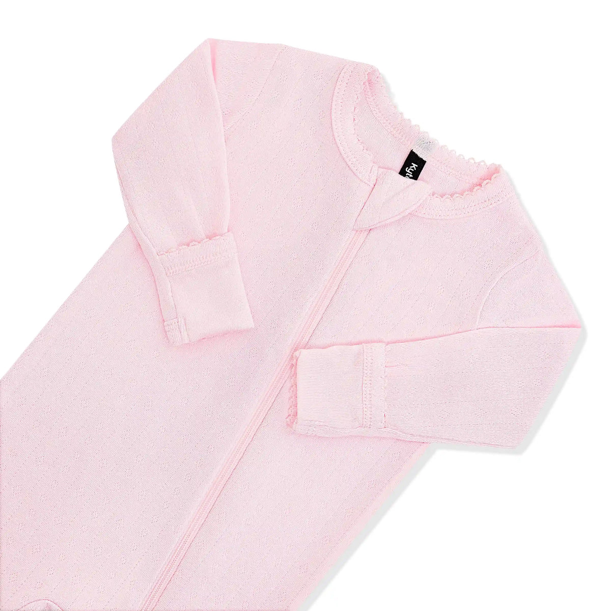 Pointelle Zippered Footie in Sakura