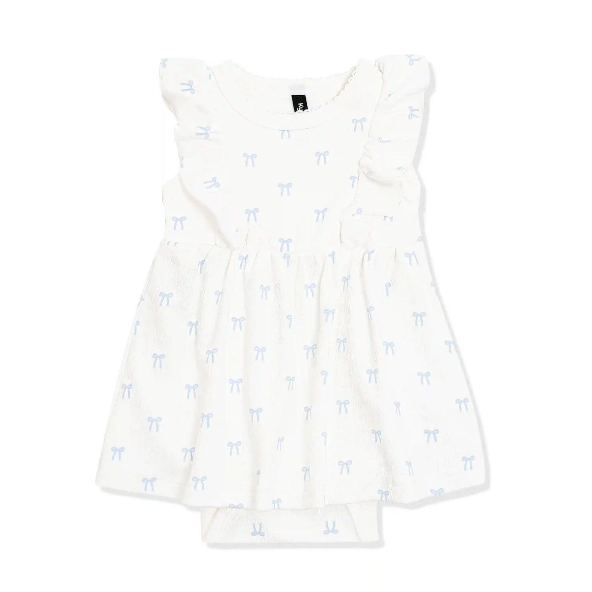 Pointelle Bodysuit Dress in Sweet Blue Bow
