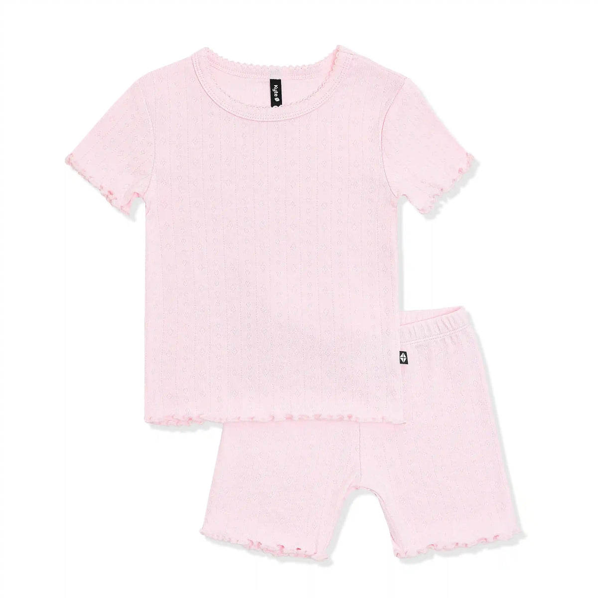 Pointelle Short Sleeve Set in Sakura