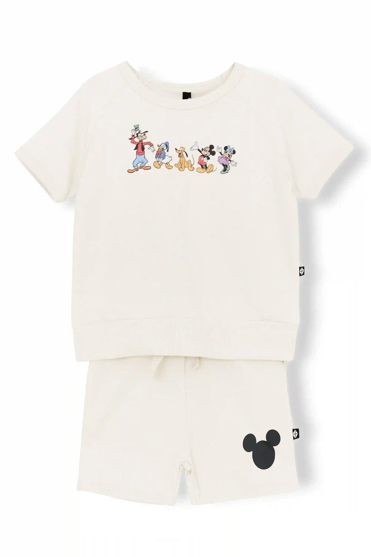 Short Sleeve Jogger Set in Mickey and Friends on Ecru