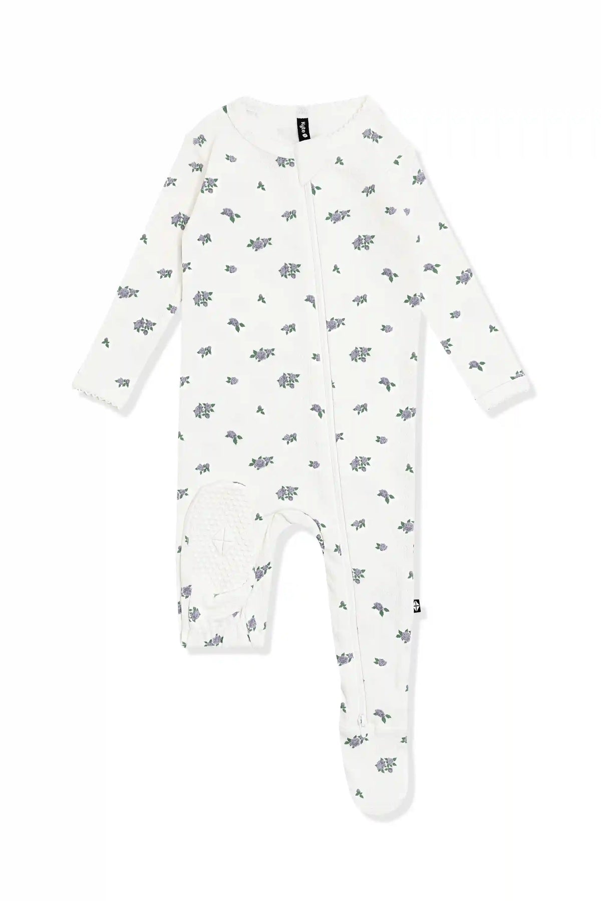 Pointelle Zippered Footie in Spray Rose