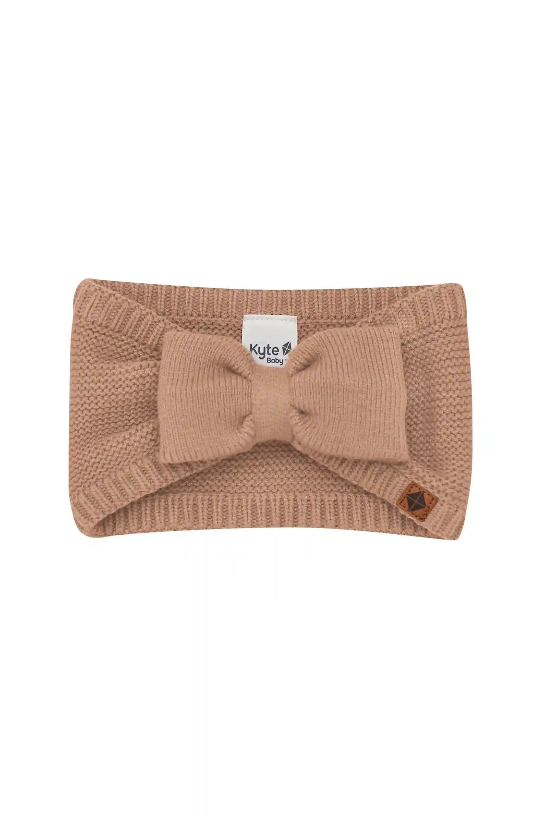 Chunky Knit Bow Headband in Latte