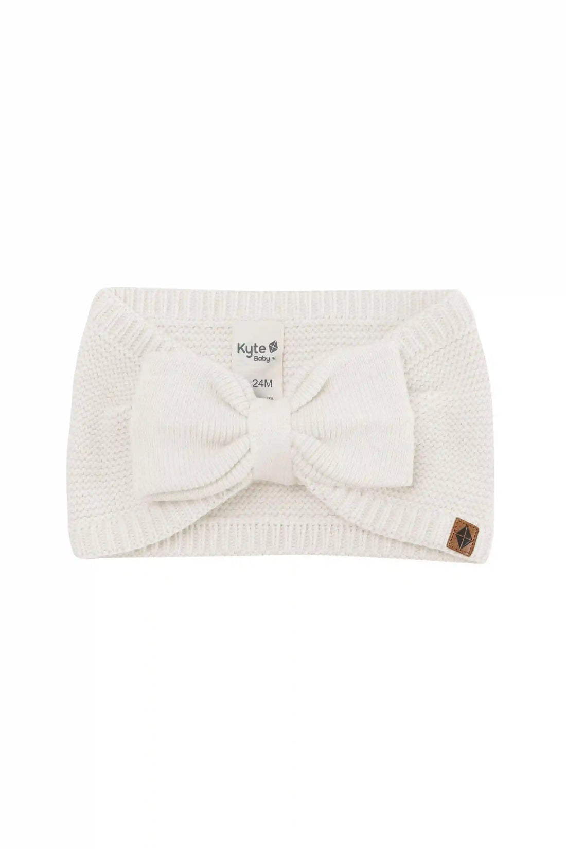 Chunky Knit Bow Headband in Oat