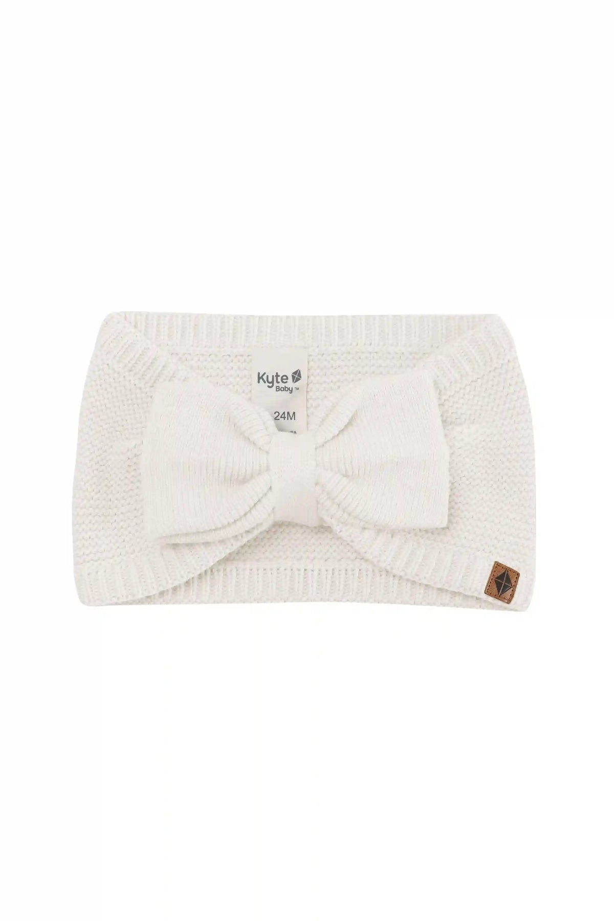 Chunky Knit Bow Headband in Oat