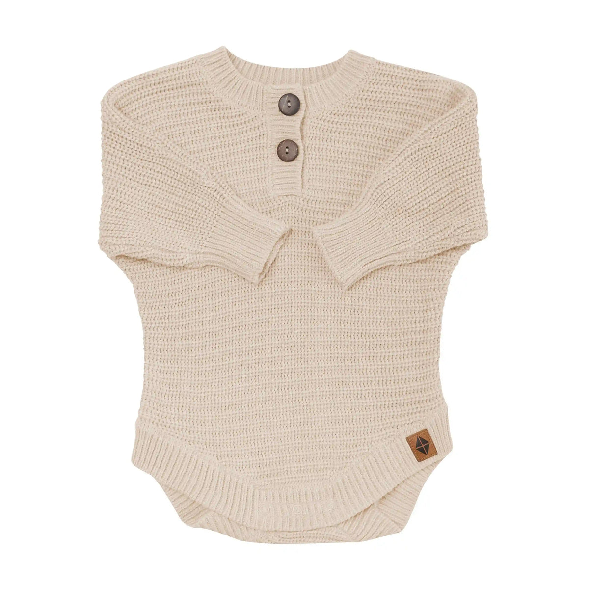 Chunky Knit Romper in Almond
