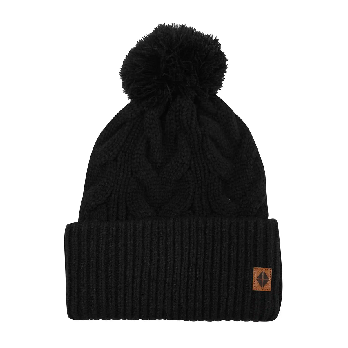 Cable Knit Adult Pom Beanie in Midnight