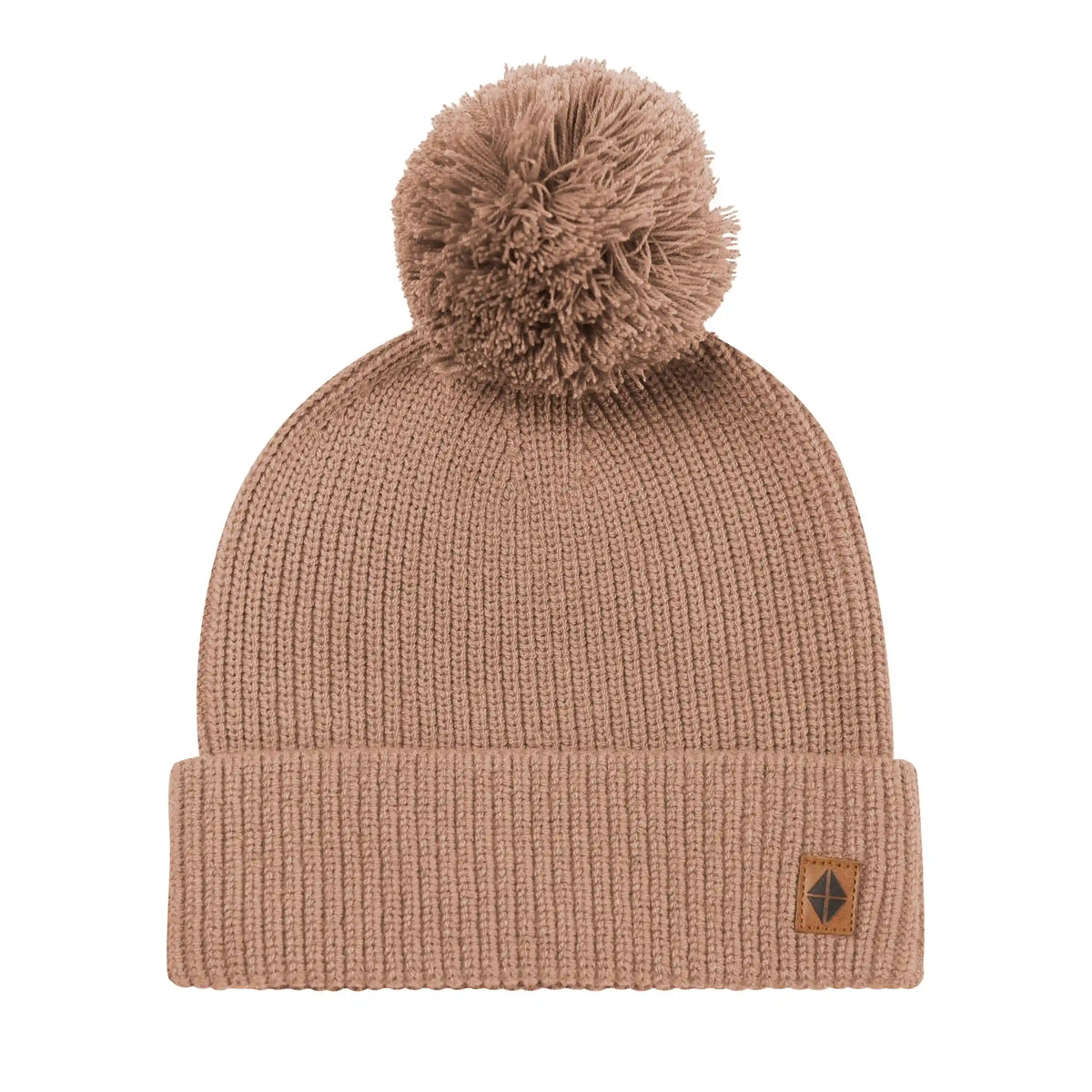 Chunky Knit Adult Pom Beanie in Latte