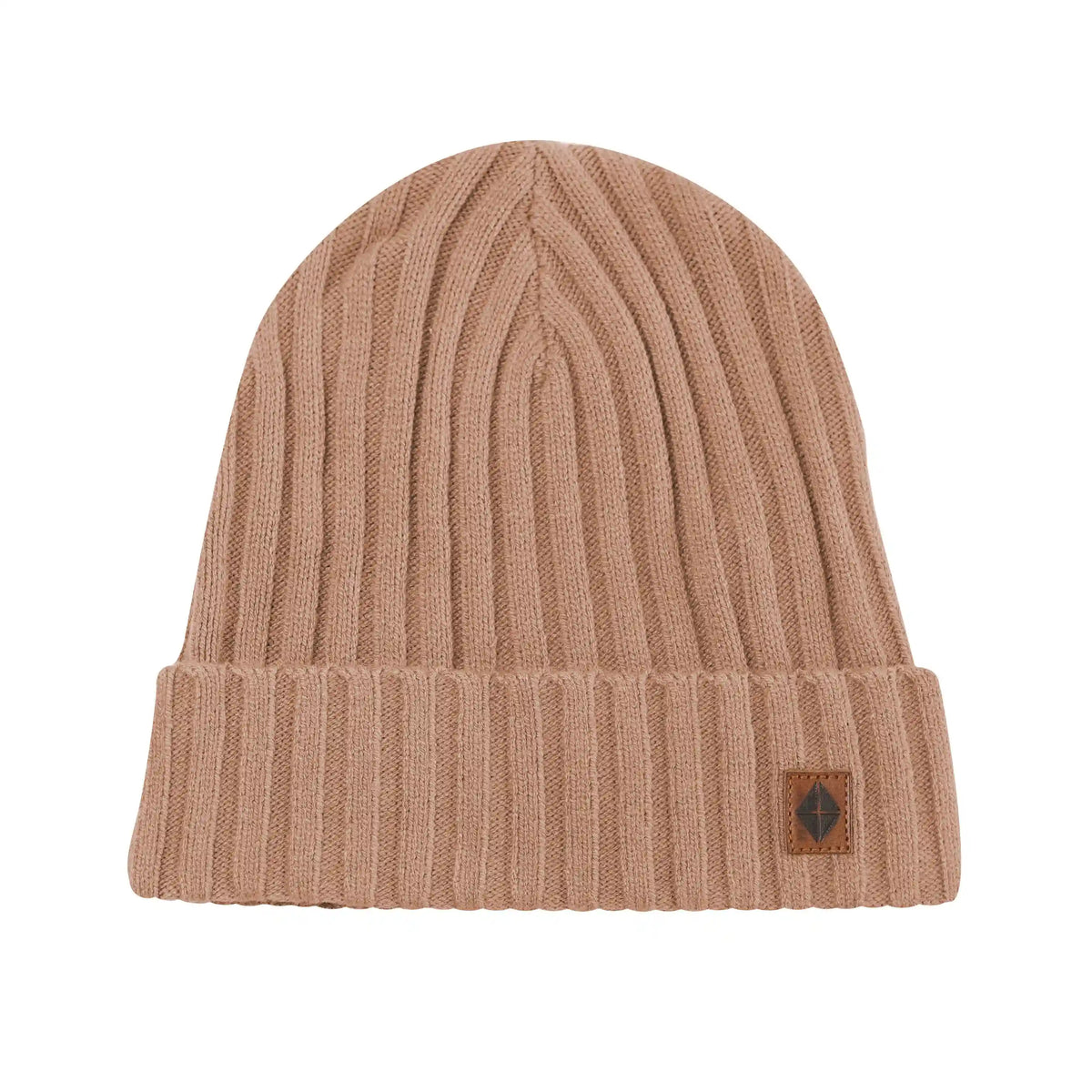 Chunky Knit Adult Ribbed Beanie in Latte