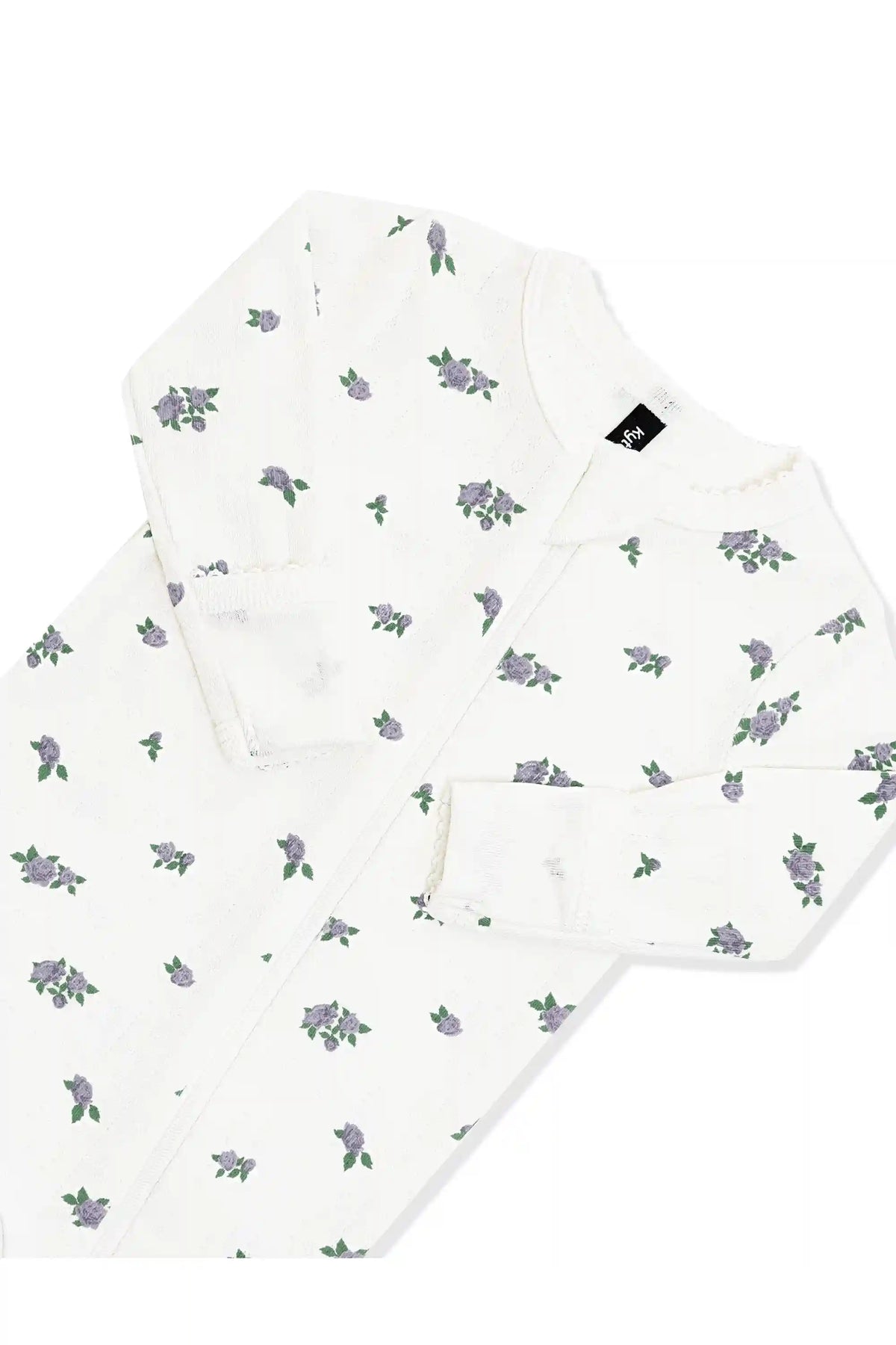 Pointelle Zippered Footie in Spray Rose