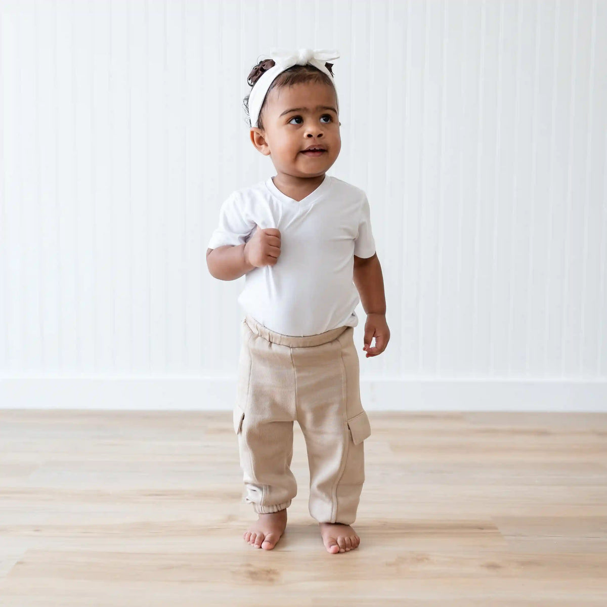 Fleece Cargo Pants in Almond