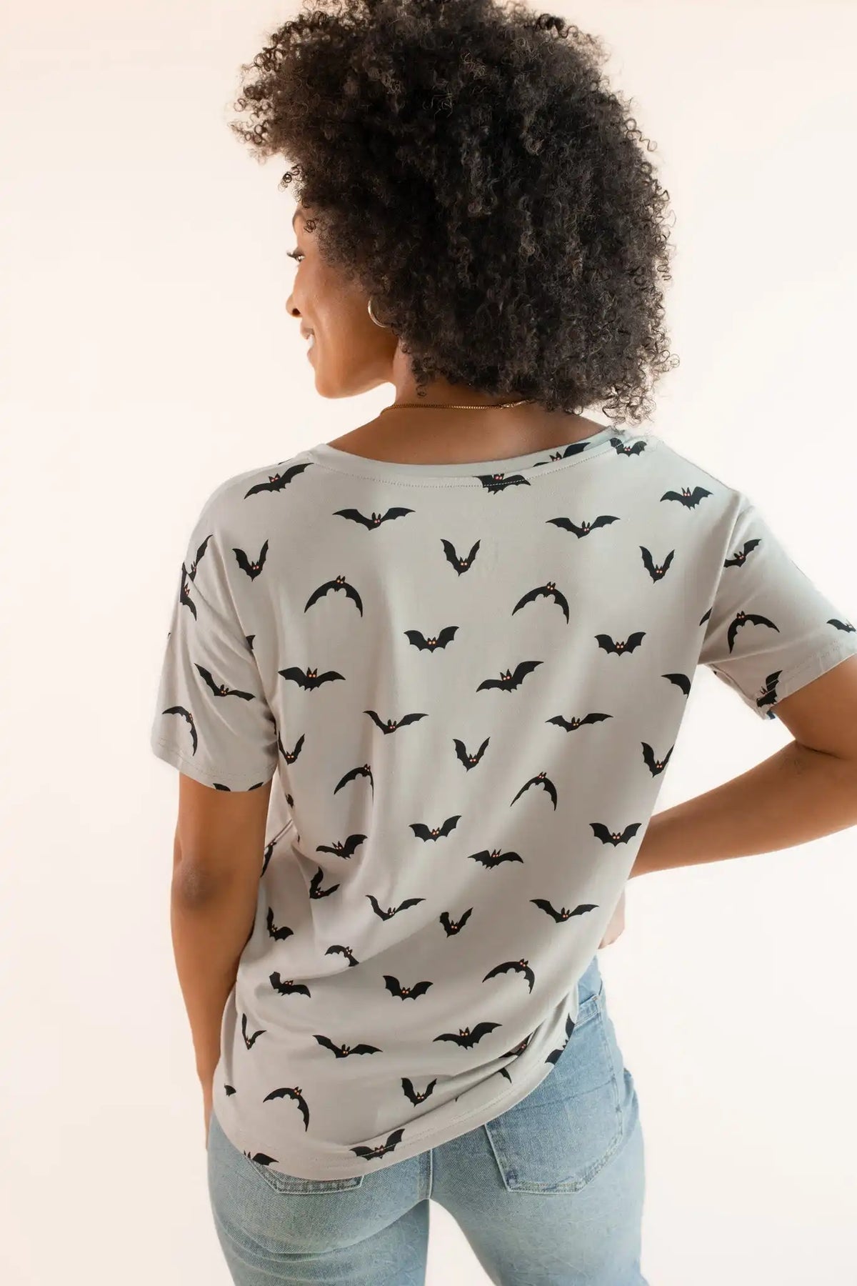 Women's Oversized V-Neck Tee in Bats