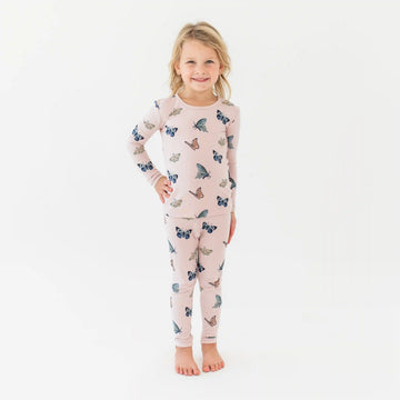 Long Sleeve Pajamas in Blush Butterfly