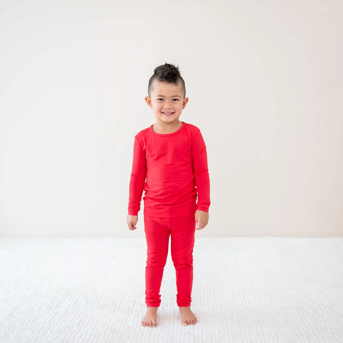 Long Sleeve Pajamas in Cardinal