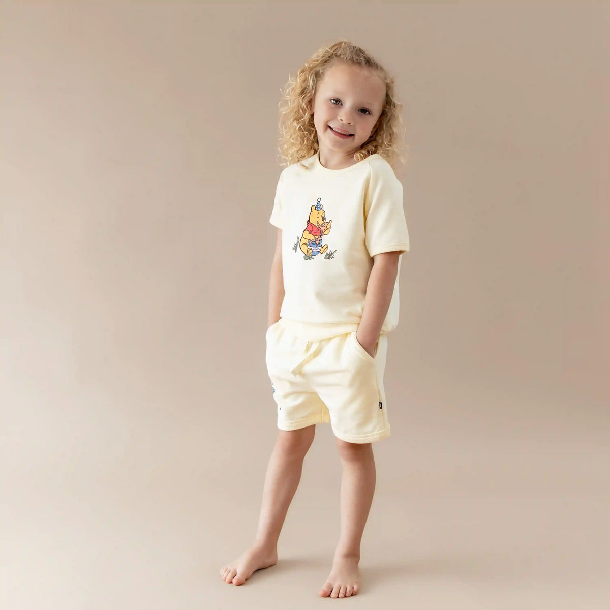 Short Sleeve Jogger Set in Winnie the Pooh on Chamomile