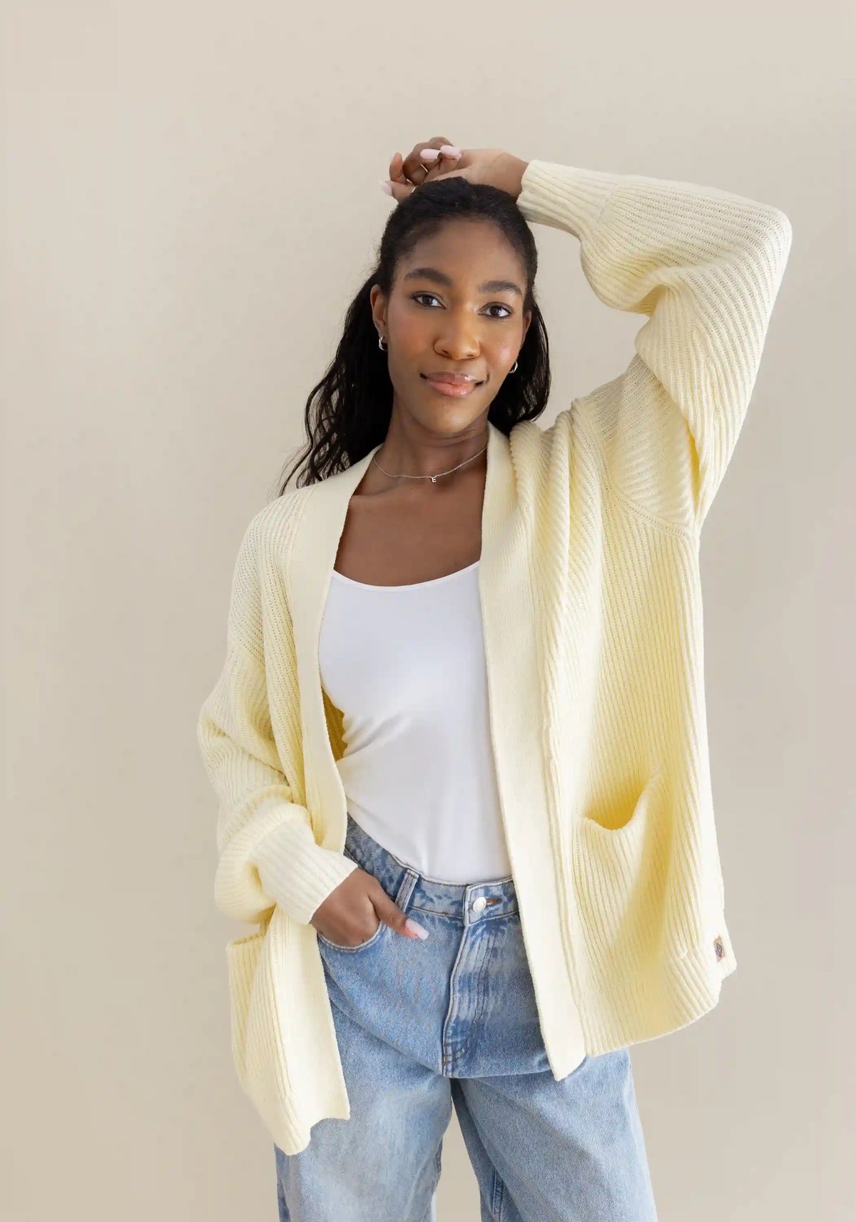 Chunky Knit Women's Oversized Cardigan in Chamomile