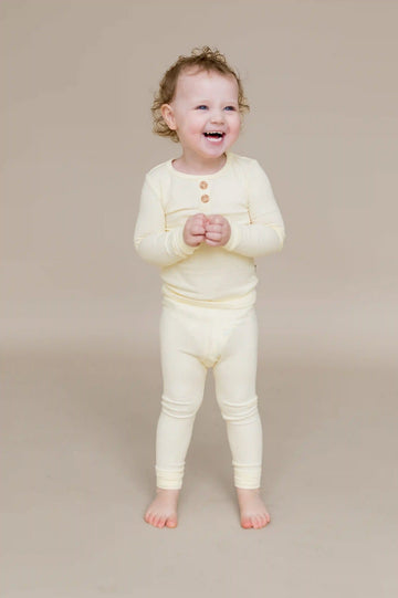 Ribbed Henley Set in Chamomile